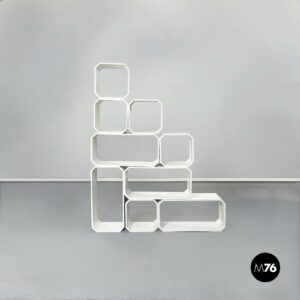 Libreria modulare in legno bianco, 1970 ca.