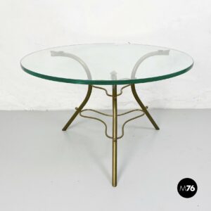 Tavolo da caffè in ottone e vetro, 1950 ca.