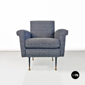 Poltrona in tessuto grigio e nero texturizzato, 1960 ca.