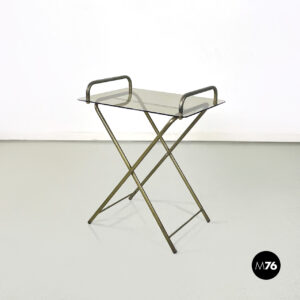 Tavolo di servizio in ottone e cristallo, 1960 ca.