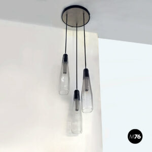 Lampadario a tre luci in vetro di Murano, 1970 ca.