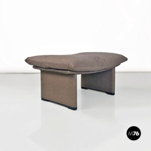 Pouf o poggiapiedi in tessuto grigio, 1980 ca.
