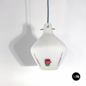 Lampadario in vetro opalino, 1960 ca.