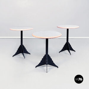 Tavoli da caffè tondi in legno e metallo,1980 ca.