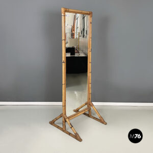 Specchio da terra in rattan autoportante,  1960 ca.