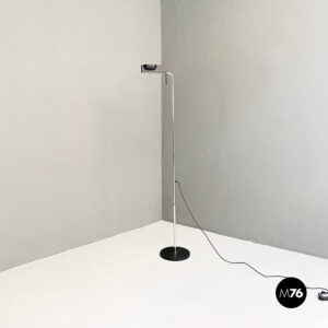 Lampada da terra in acciaio cromato e metallo nero, 1980 ca.