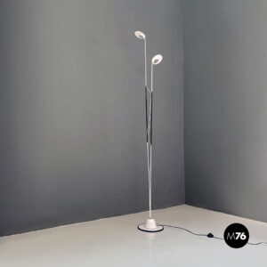 Lampada da terra in metallo bianco e nero, 1980 ca.