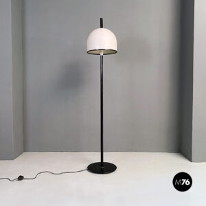 Lampada da terra in metallo bianco e nero,  1980 ca.