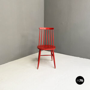 Sedia rossa in legno, 1960 ca.