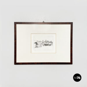 Quadro con stampa ad incisione di Paolo Manaresi,  1945