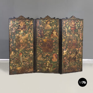 Paravento in legno e collage, 1800 ca.