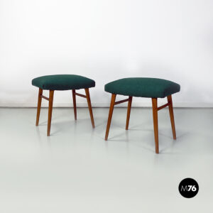 Poufs in tessuto verde e legno, 1960 ca.