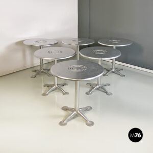 Tavoli da caffè in alluminio satinato, 1980 ca.