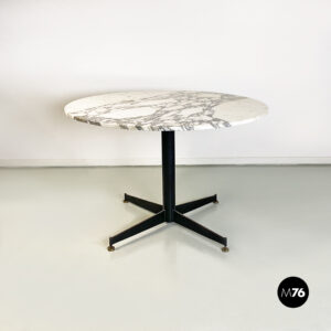 Tavolo da pranzo in marmo, metallo e ottone, 1950 ca.