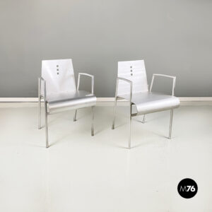 Sedie in metallo curvato con braccioli, 1980 ca.