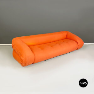 Divano letto in tessuto arancione, 1980 ca.