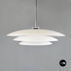 Lampadario in vetro opalino, 1980 ca.