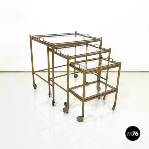 Carrelli in ottone e vetro, 1960 ca.