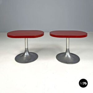 Tavoli da caffè in formica rossa e metallo, 1980 ca.