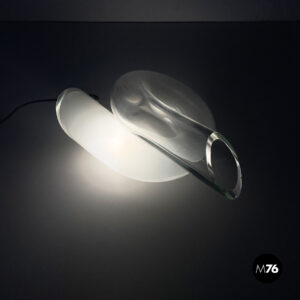 Lampada da tavolo in vetro opalino e trasparente, 1980 ca.