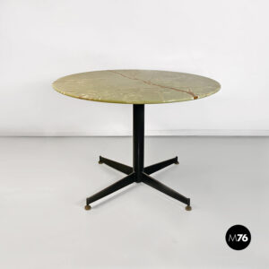 Tavolo da pranzo in onice e metallo nero,  1950 ca.