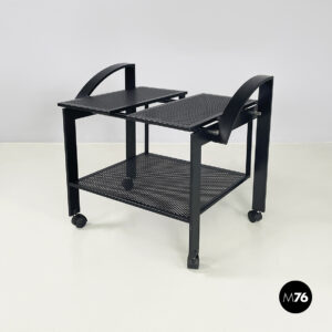 Carrello in metallo nero traforato, 1980 ca.