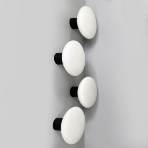 Applique in vetro opalino e metallo nero, 1950 ca.