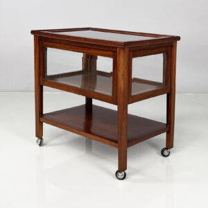Carrello con vano bar in legno e vetro, tardo 1800 ca.