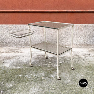 Carrello da laboratorio in vetro e metallo, 1940 ca.