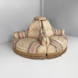 Divano tondo a spicchi in tessuto, 1950 ca.