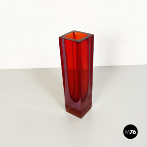 Vaso in vetro di Murano rosso, 1970 ca.