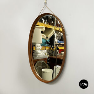 Specchio da parete in legno e corda, 1960 ca.