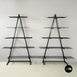 Librerie in metallo verde scuro, 1980 ca.