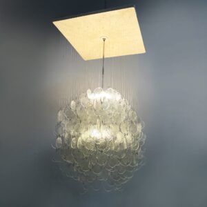 Lampadario pendente in vetro, 1970 ca.