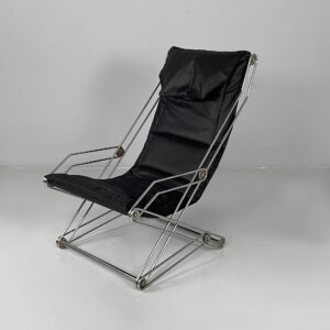 Poltrona in similpelle e acciaio, 1970 ca.