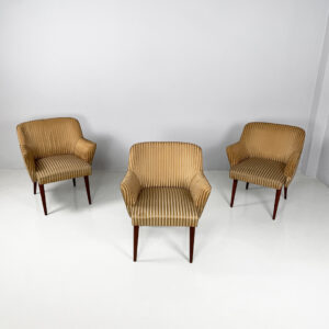 Poltrone in tessuto a righe e legno, 1950 ca.