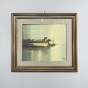 Quadro ad olio con cornice in legno, 1970 ca.