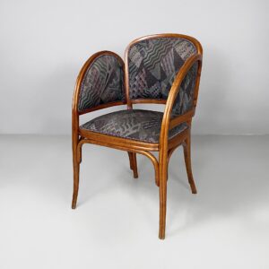 Sedia in legno e tessuto a fantasia, 1930 ca.