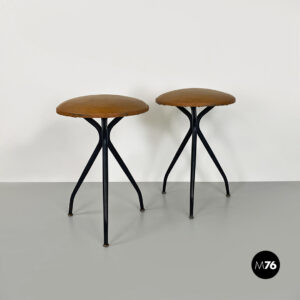 Sgabelli in finta pelle e metallo, 1960 ca.