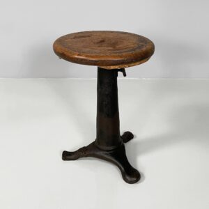 Sgabello in legno e ghisa, 1930 ca.