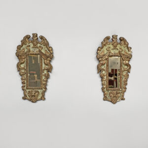 Specchiere in legno dorato e verde chiaro, 1900 ca.