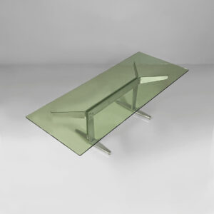 Tavolo da caffè in vetro e alluminio, 1970 ca.