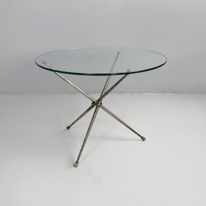 Tavolo da caffè in vetro e metallo brunito, 1960 ca.